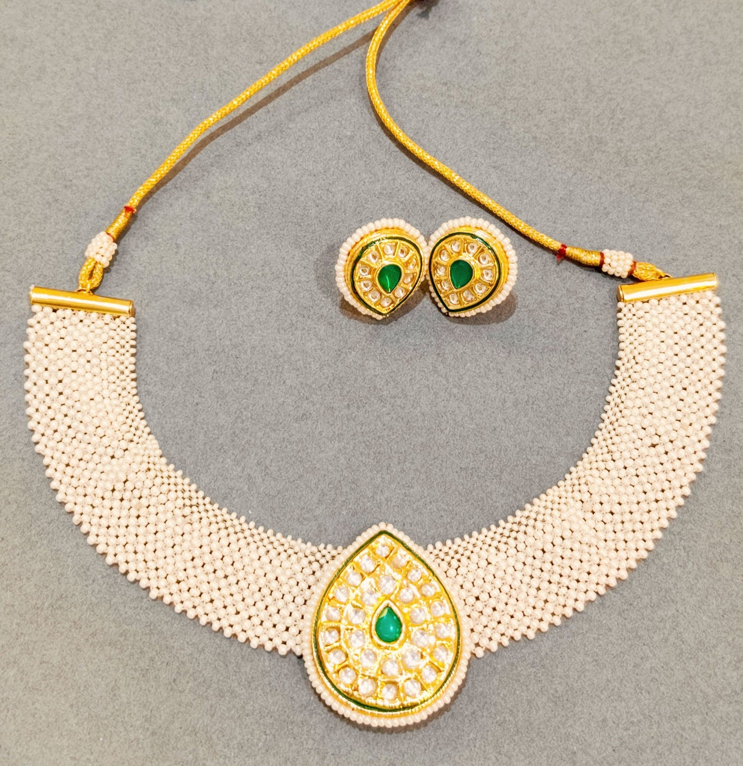 Emerland green Sharvari Choker Necklace set