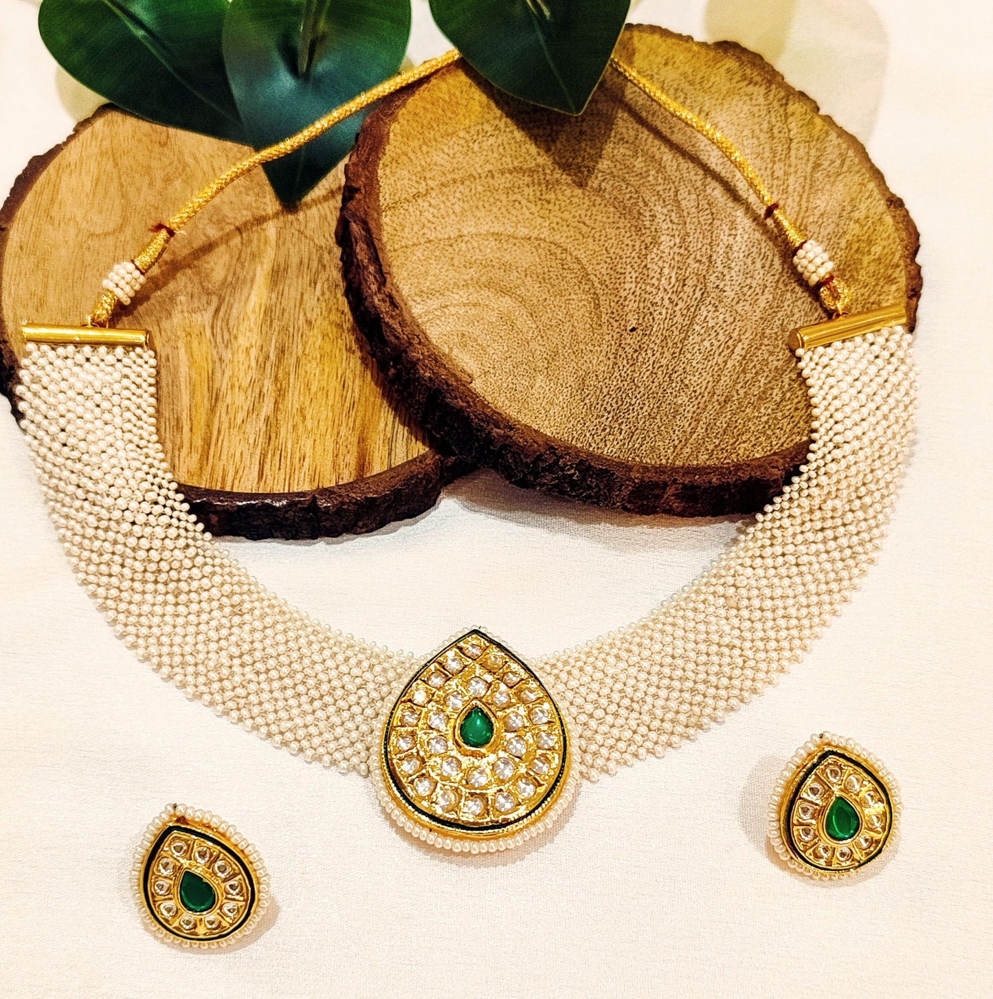 Emerland green Sharvari Choker Necklace set