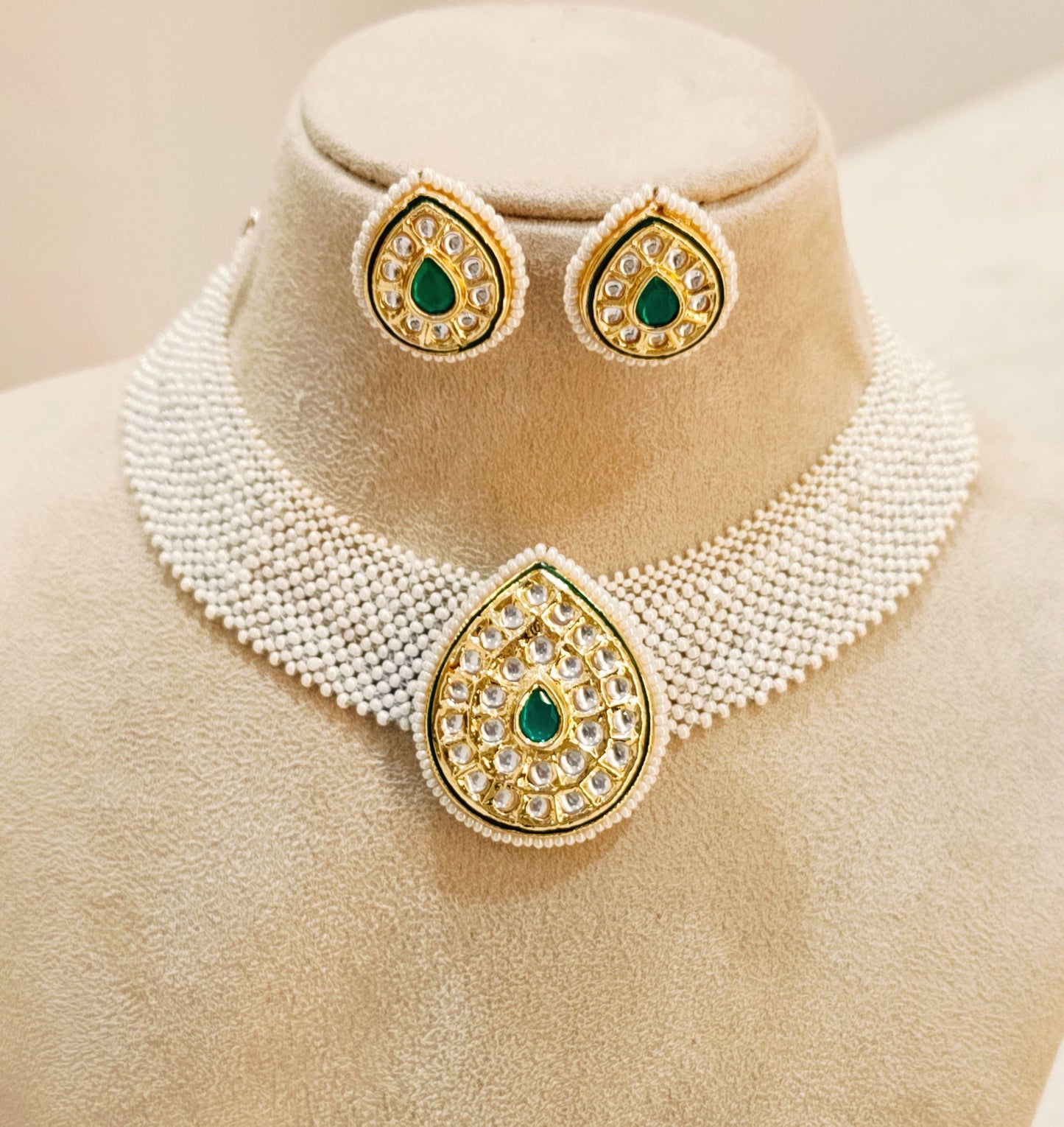 Emerland green Sharvari Choker Necklace set