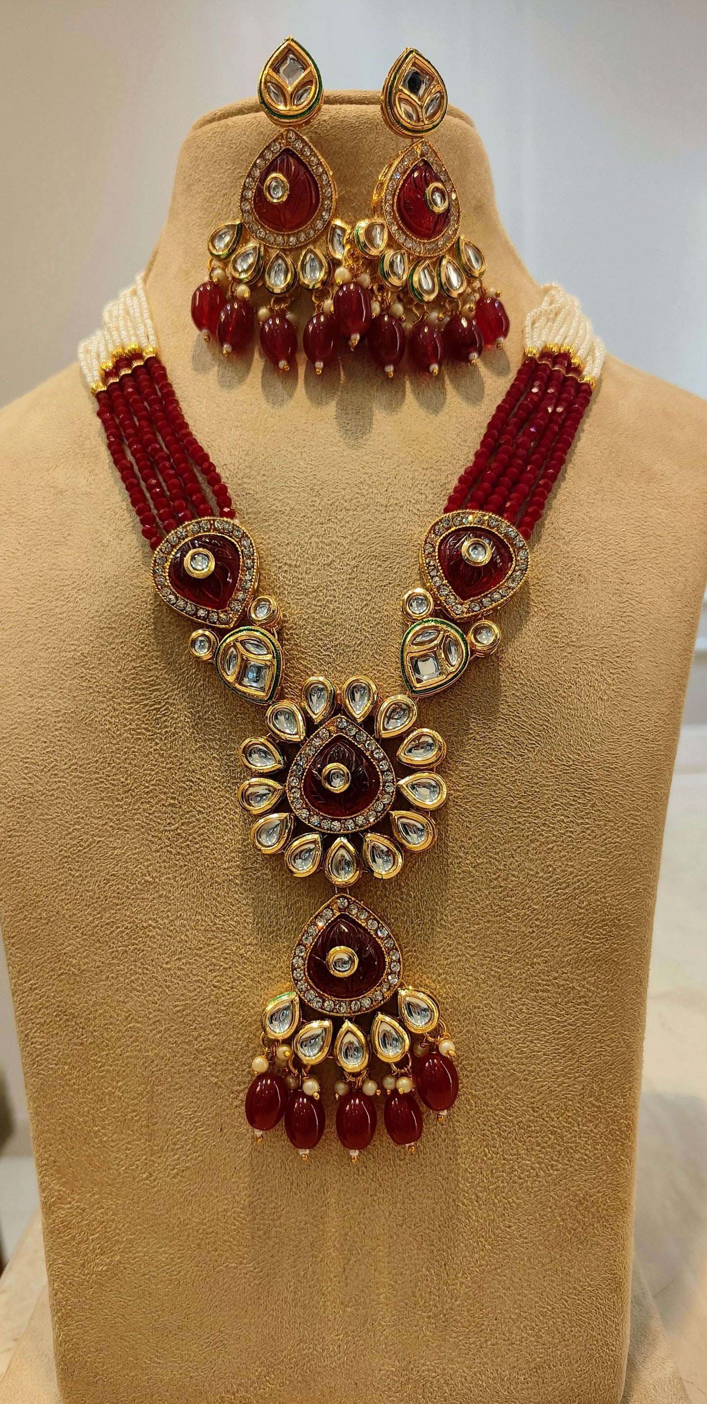 Maroon SAYALI Long Necklace Set