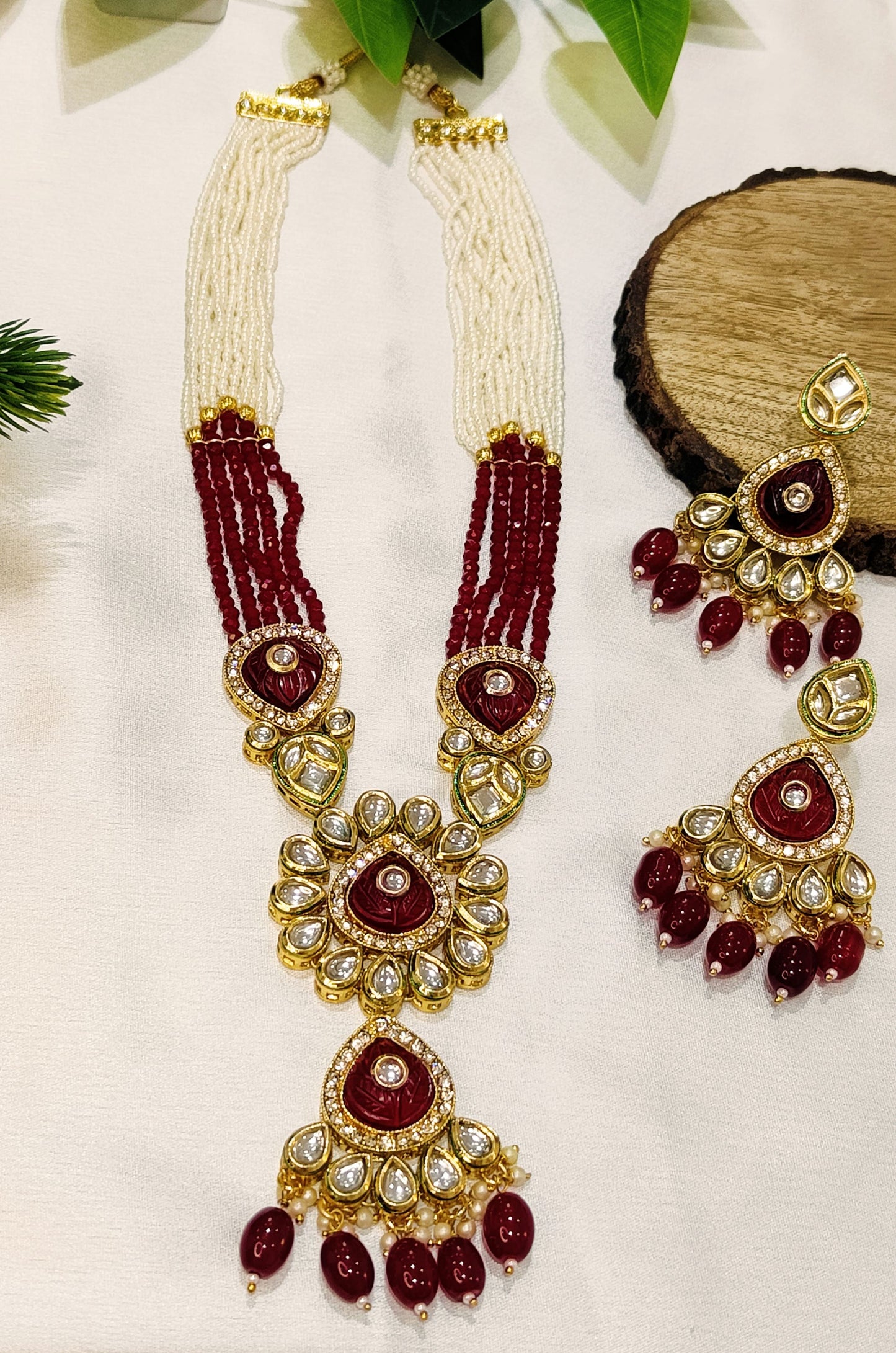 Maroon SAYALI Long Necklace Set