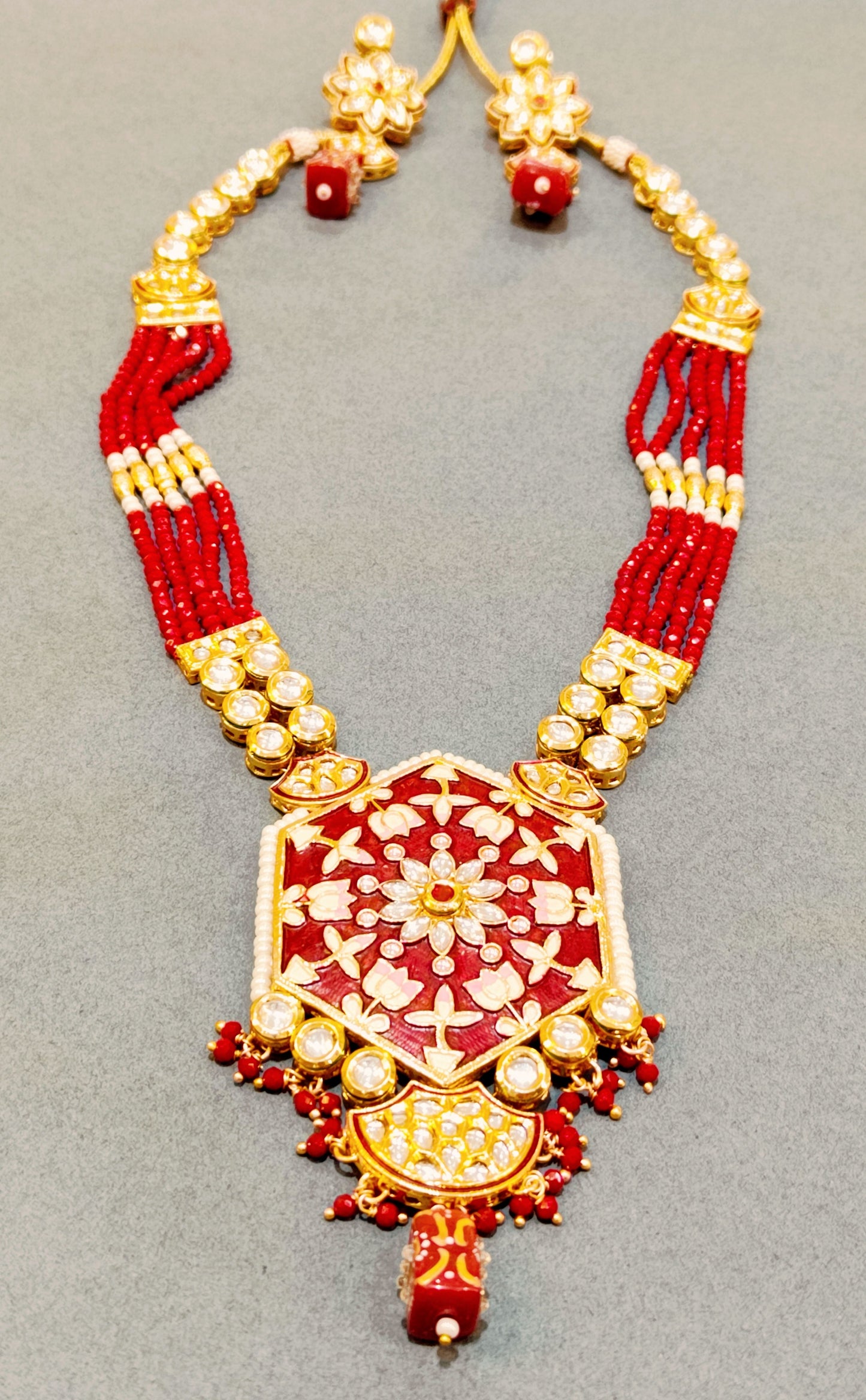 Maroon GEETANSHI Long Necklace set