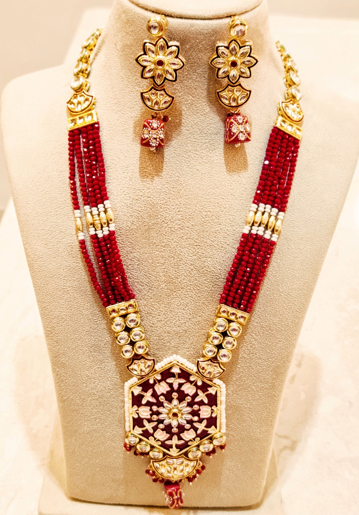 Maroon GEETANSHI Long Necklace set