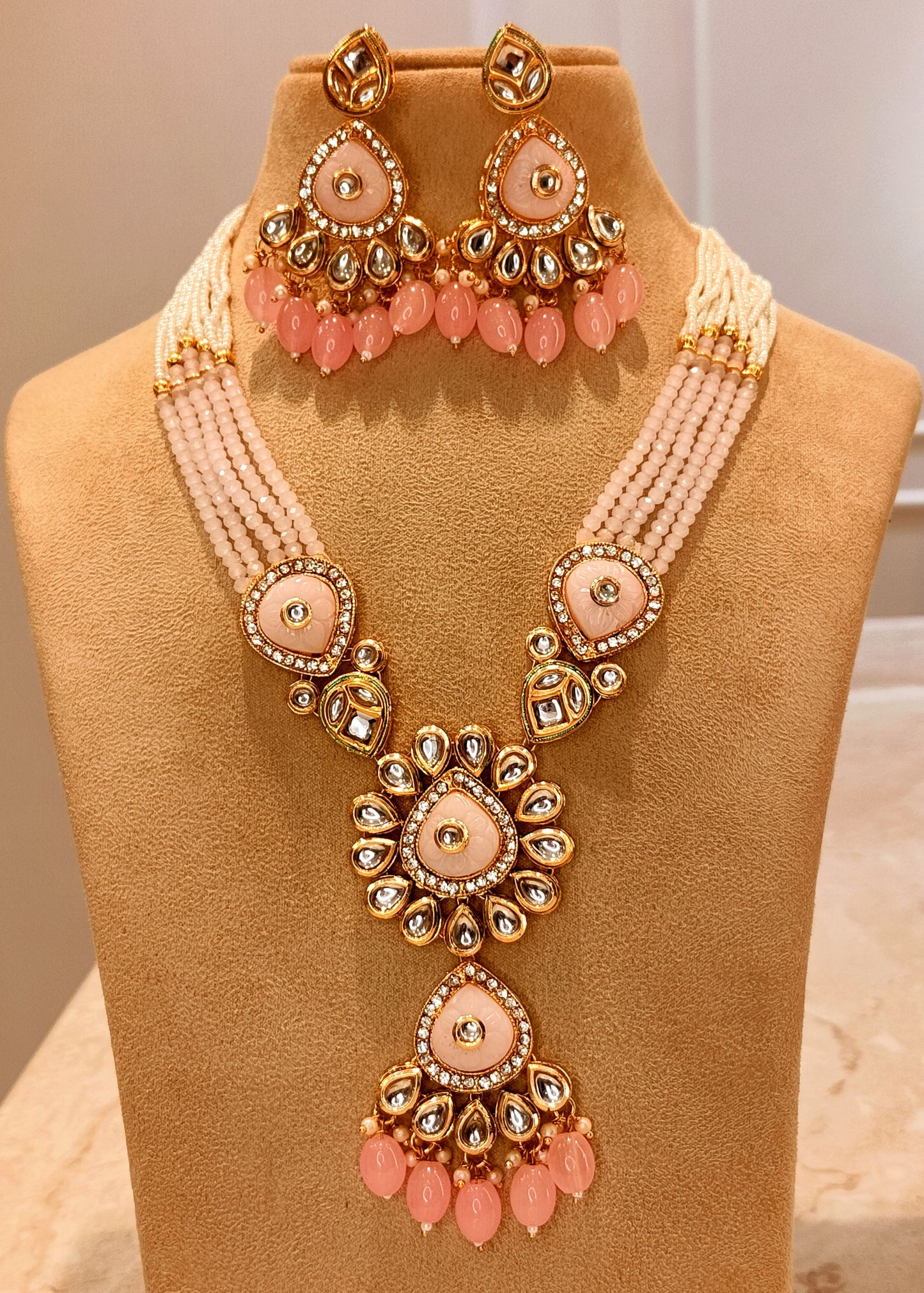 Pink SAYALI Long Necklace Set