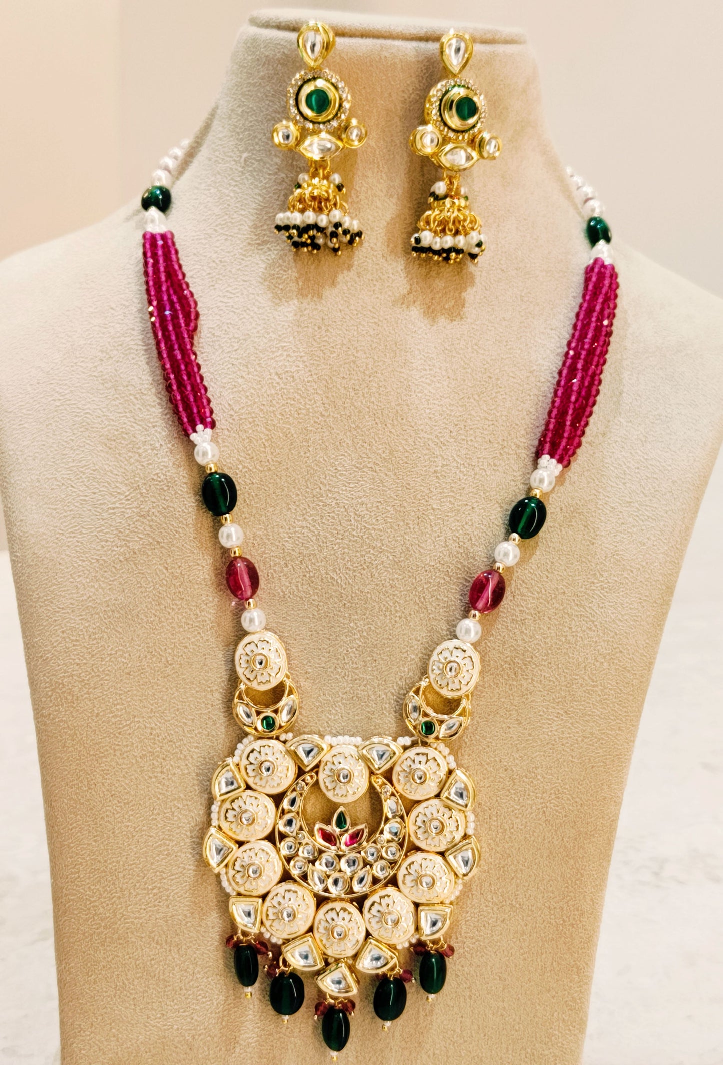 Rani green CHANDRAKSHI Long Necklace set