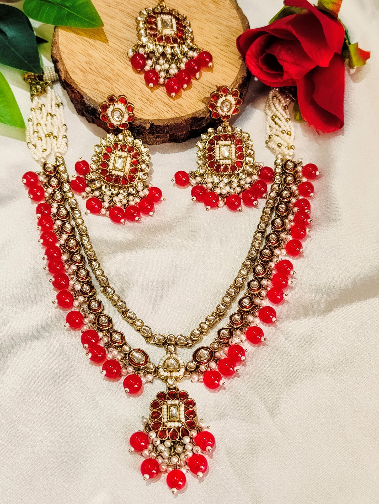 Red RAJASHREE Long Necklace set