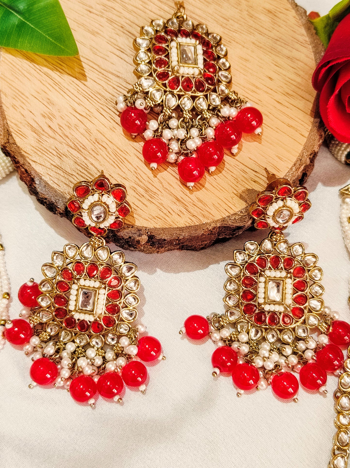 Red RAJASHREE Long Necklace set