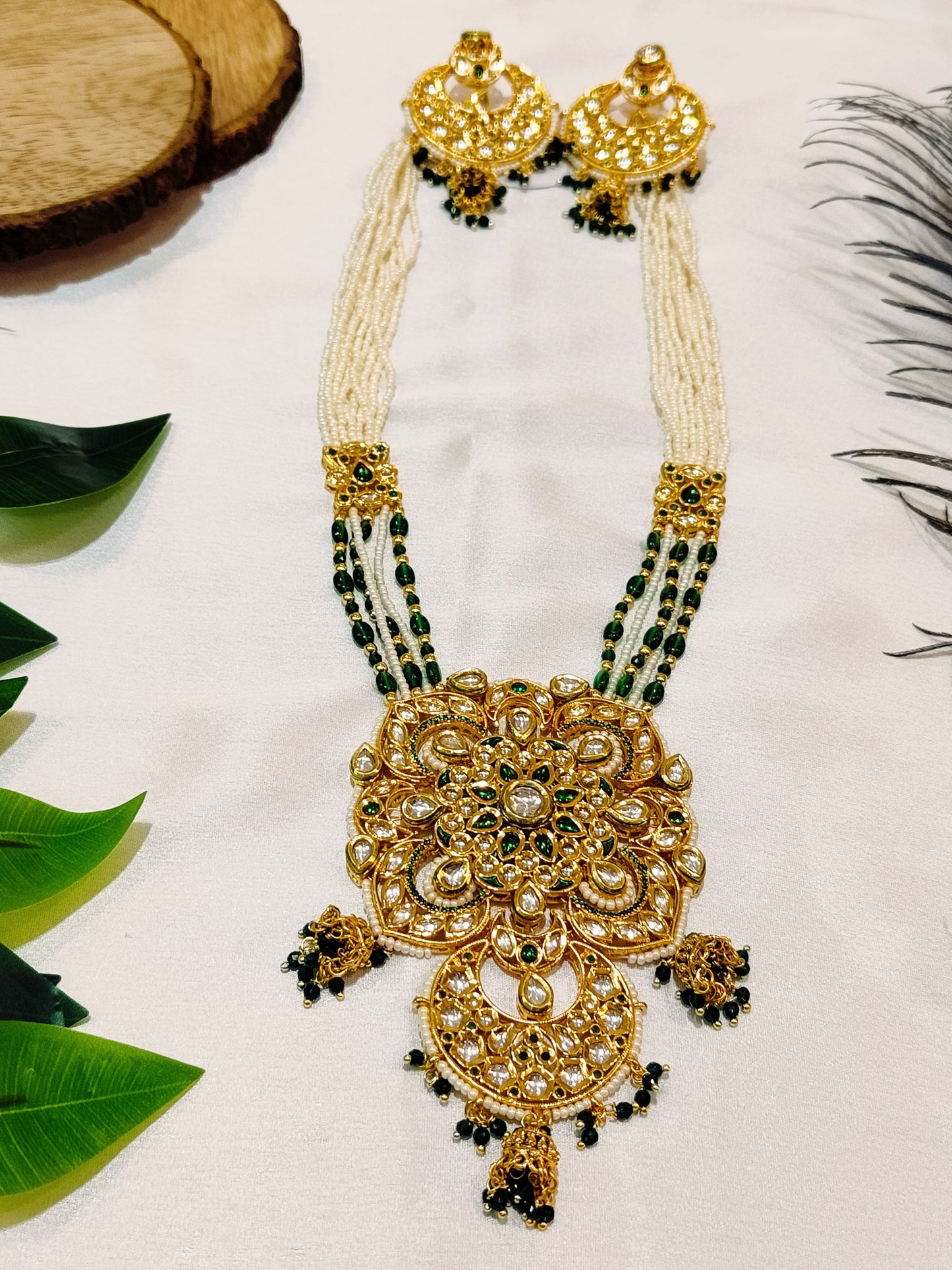 Green MAHARANI HAAR Long Necklace Set