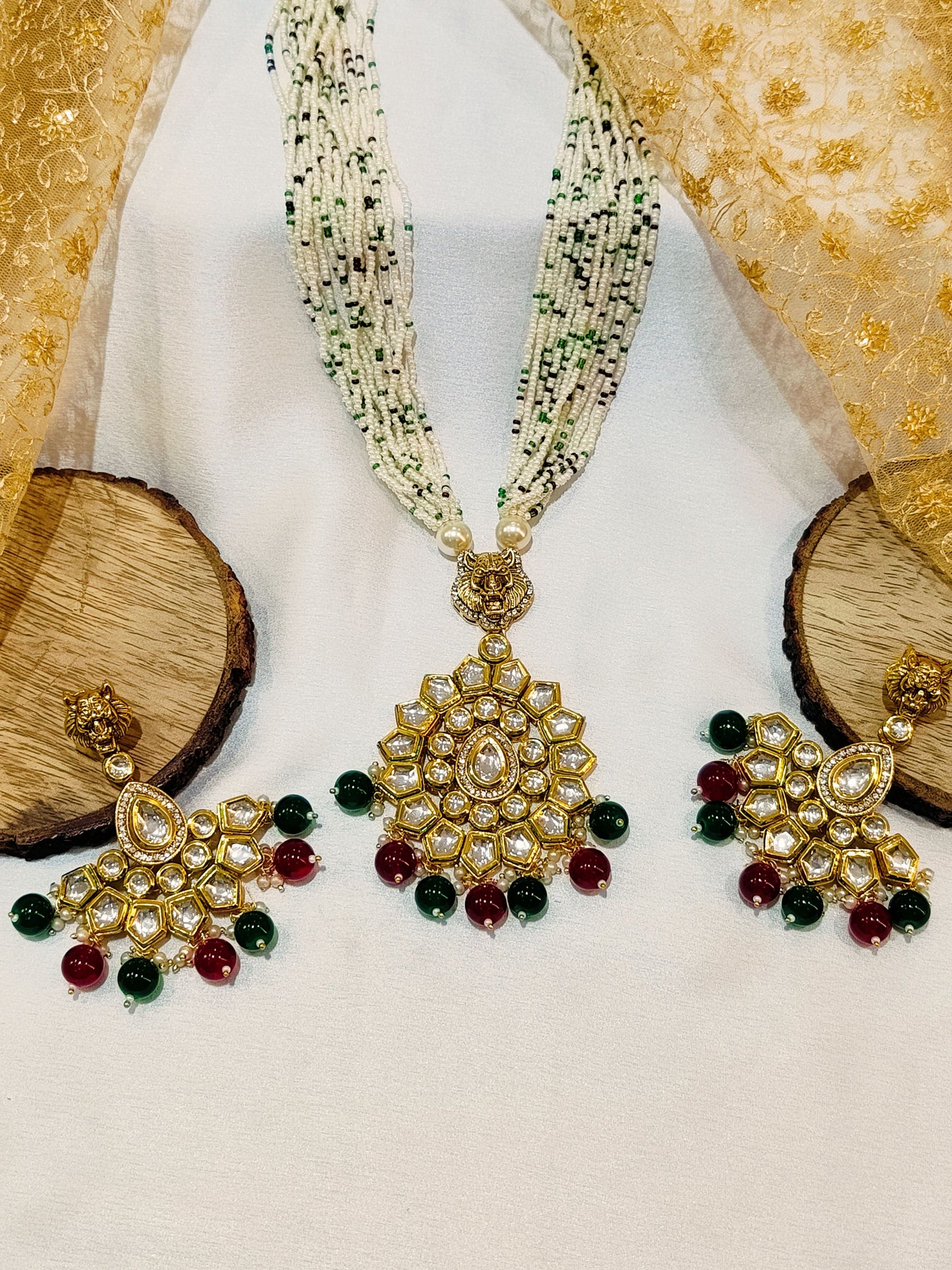 Red green GRISHMA long Necklace set