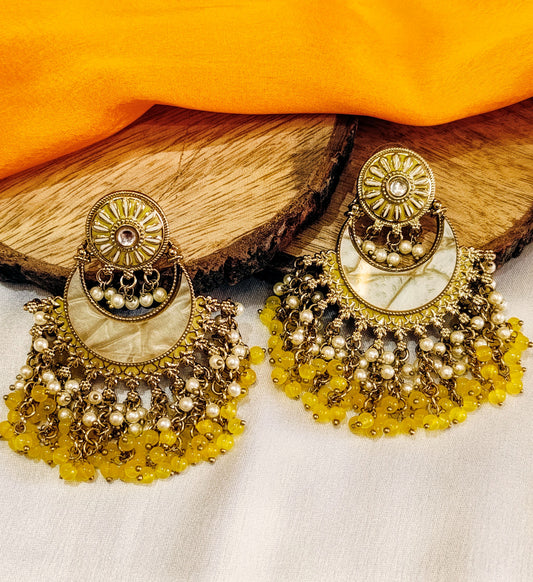 Yellow Diya Earrings